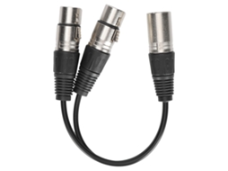 Cabo XLR macho para duplo XLR fêmea, estéreo, balanceado, 1m, para microfone e áudio