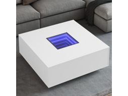 Mesa De Centro Luzes Led Infinity 100x100x40 Cm Branco Lovely Home