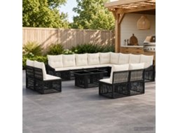 Vidaxl Conjunto De Sofá De Jardim 13 Unid. Preto E Branco Creme