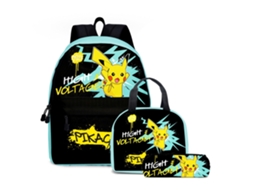 Conjunto de Mochila Estudante Três Peças Pokémon, Ideal para Crianças, Educativo, Durável STELASPLEN