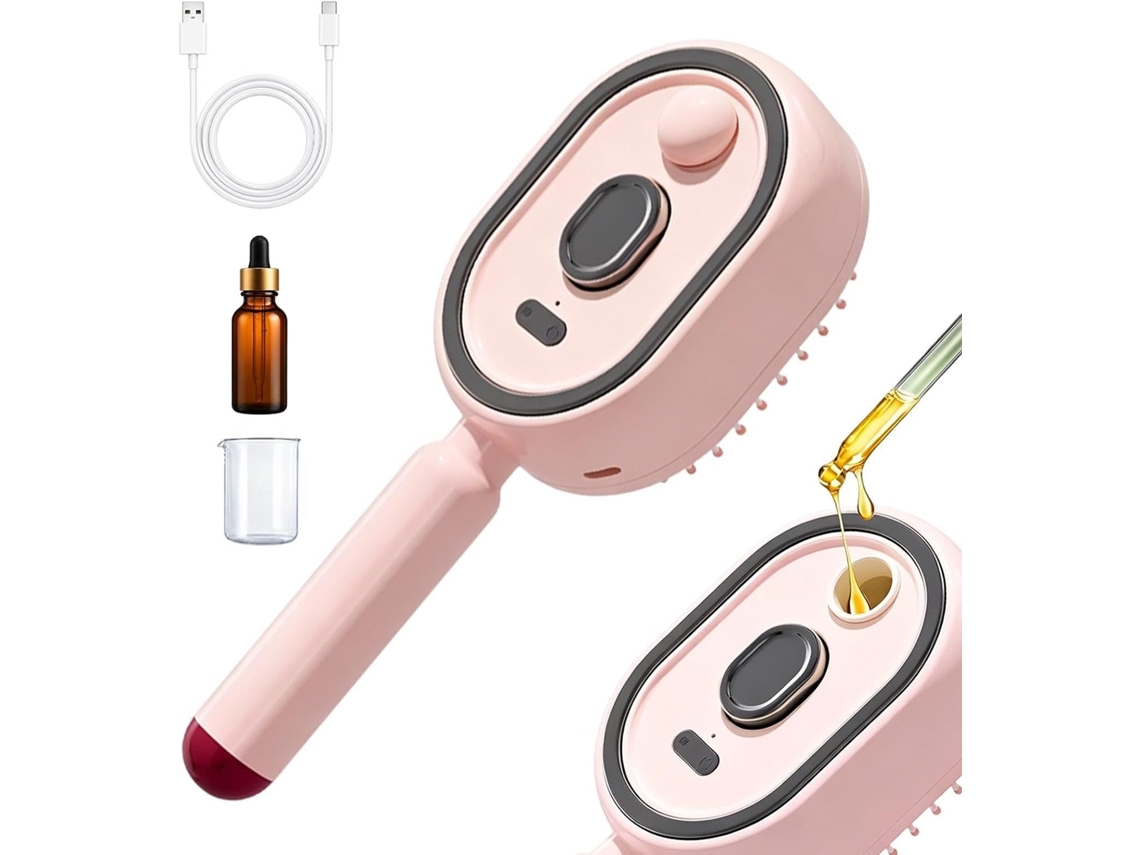 Escova De Cabelo A Vapor Pente Elétrico Recarregável Com Luz Vermelha, Sem Fio, Antifrizz Para Mulheres, Viagens