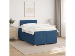 Vidaxl Cama Box Spring Com Colchão Azul 120 X 200 Cm Tecido
