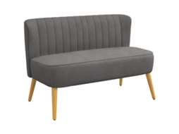 Sofá Retro Sofá 2 Lugares, Pernas De Madeira, 117 Cm X 56,5 Cm X 77 Cm, Cinza Escuro-qc