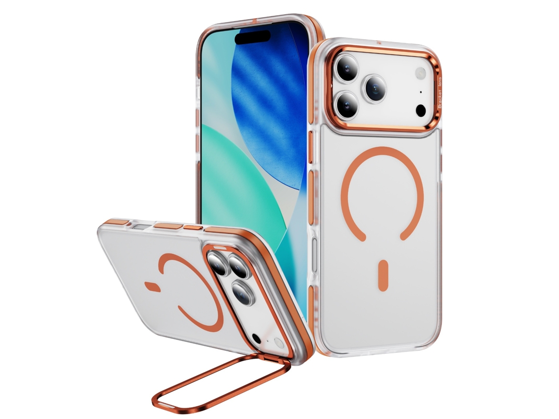 Capa Magsafe Elysve Para Iphone 17 Pro Max Modelo Reforçada Laranja