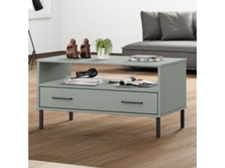 Vidaxl Mesa Centro Pernas De Metal 85x50x45 Madeira Maciça Oslo Cinza