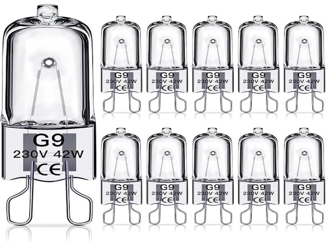 Lurelia Pack De 10 Lâmpadas Halógenas G9 42w 230v, Branco Quente, Regulável, Sem Cintilação