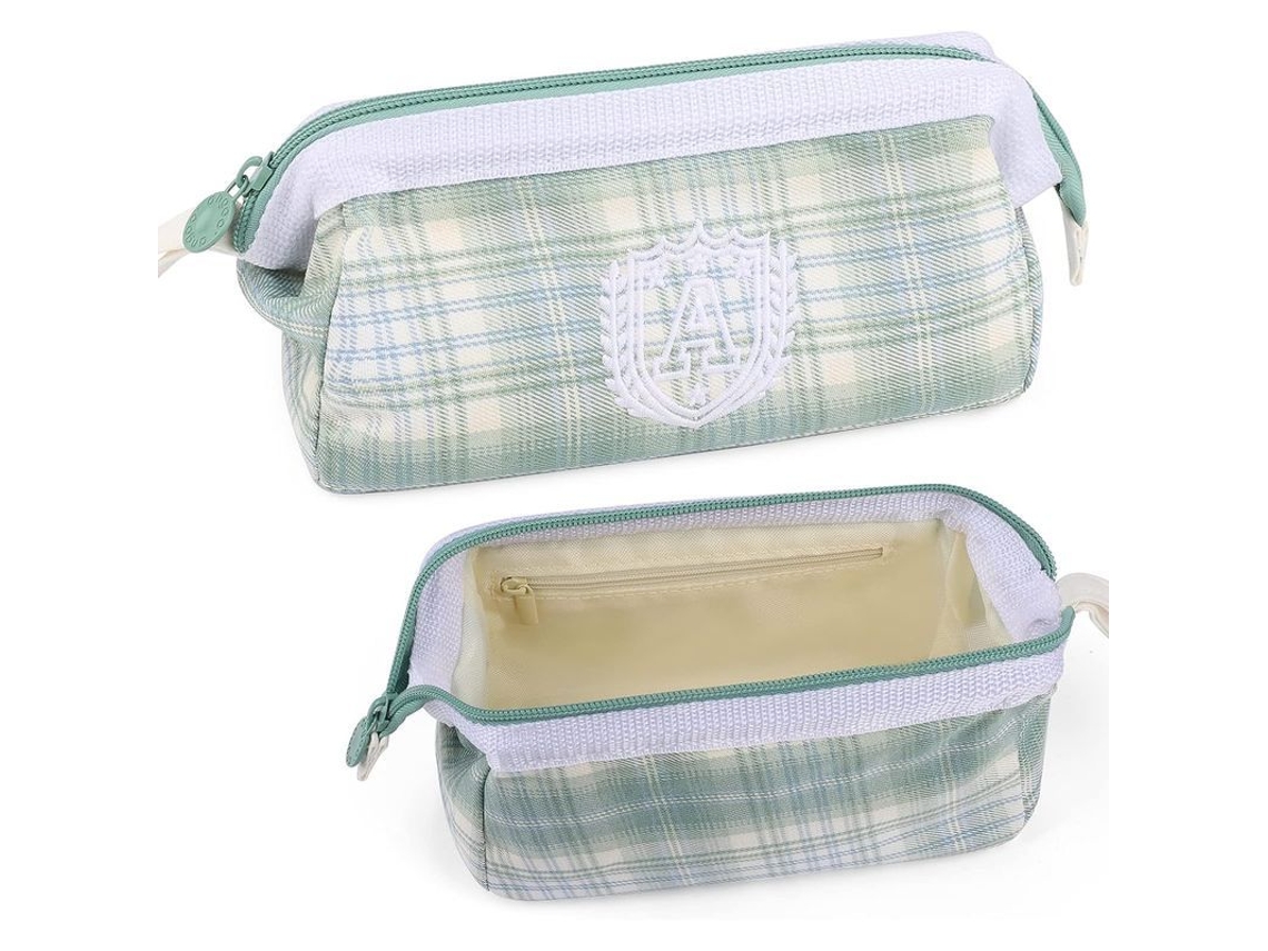 2026 estuche de Lápices Linjou Mesh Transparente, Bolsa Con Cremallera, Diseño Versátil, Capacidad Grande, Color Verde Claro