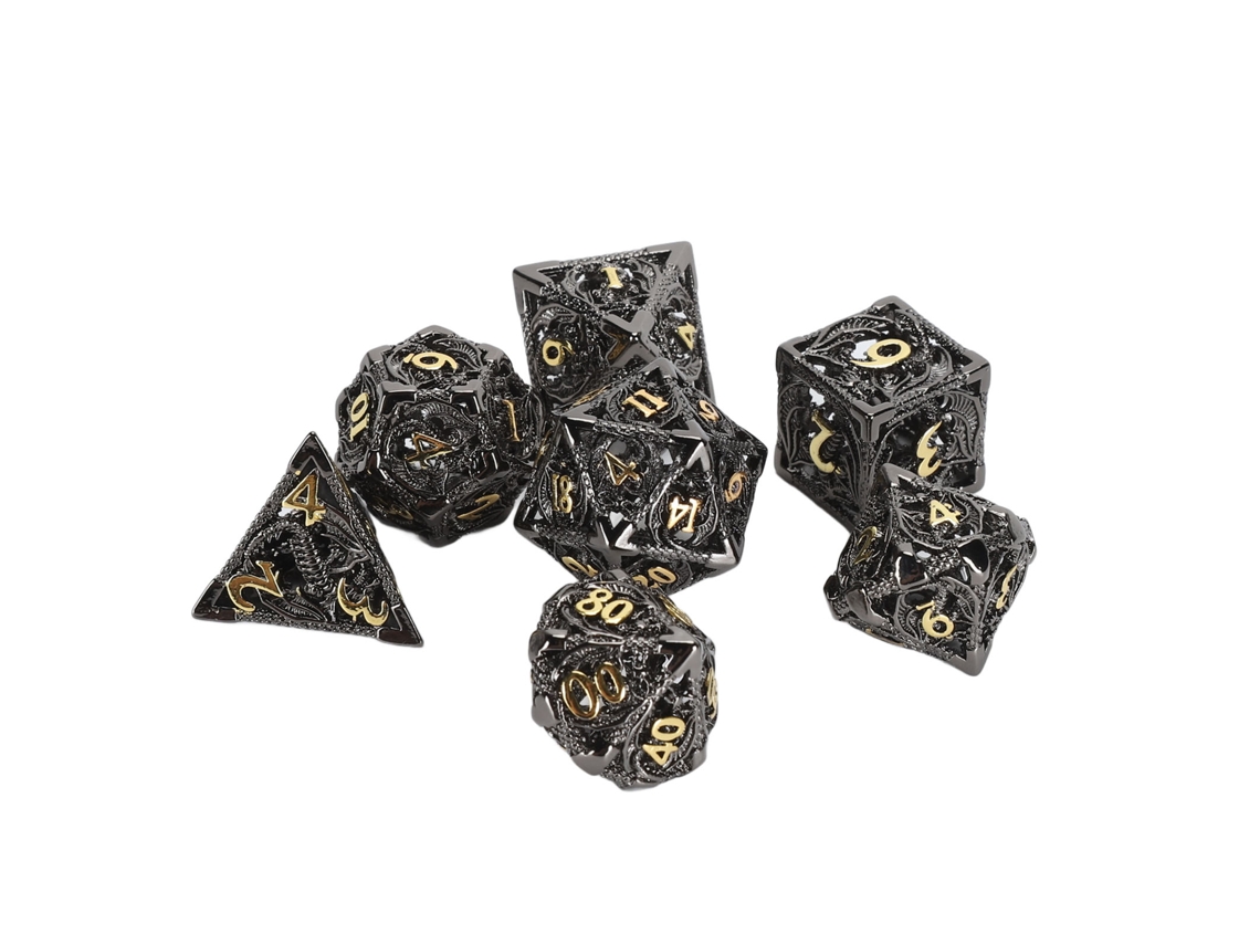 Conjunto de 7 dados poliédricos EOOCOO, de metal, para RPG