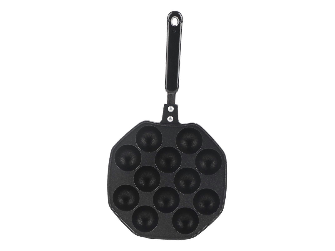 Panela Antiaderente De Alumínio Para Takoyaki Com 12 Cavidades, Distribuição Uniforme De Calor E Cabo Resistente Ao Calor.
