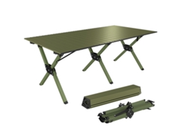 Mesa Camping Dobrável 116cm Piquenique Impermeável Tampo Enrolável Metal Verde