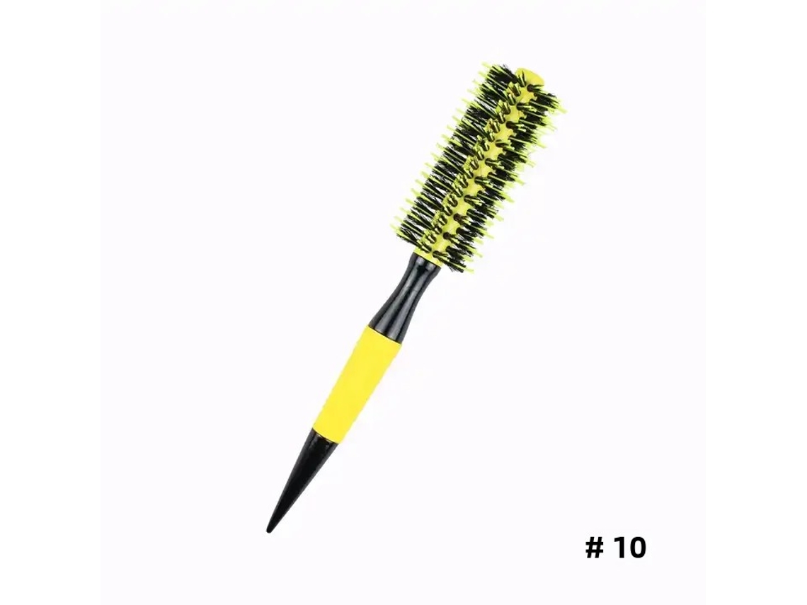 (nº 10) Pente Profissional Redondo De Madeira, Feito De Cerdas De Javali E Nylon, Modelador De Cachos Brasileiro.