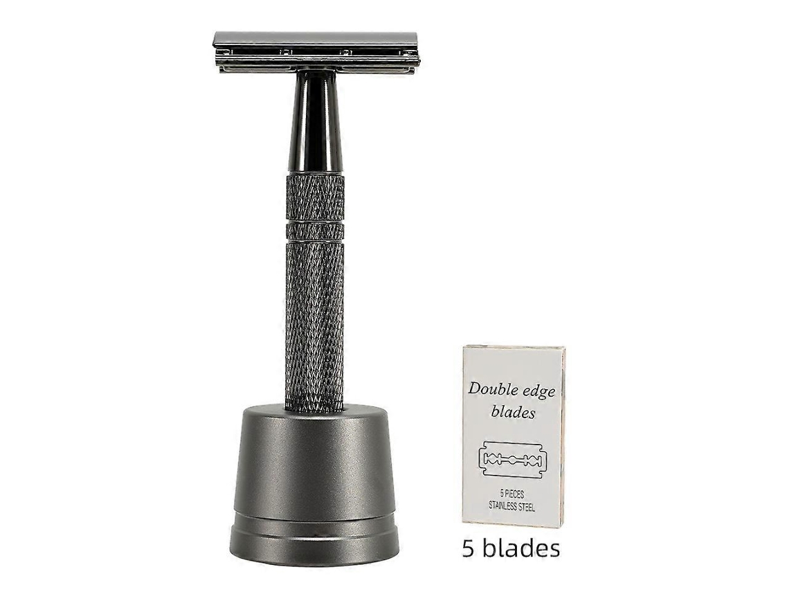 Razor De Segurança Em Metal Para Barbear Com Suporte E Lâminas