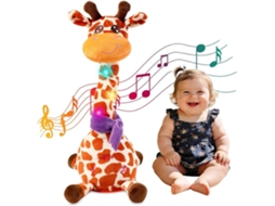 Girafa De Brinquedo Musical. Ela Canta, Dança E Repete O Que Lhe Dizes Laranja Panoona