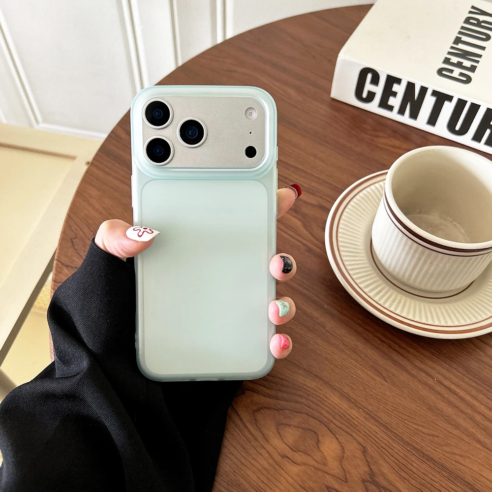 Capa Transparente De Silicone Fosco Para Iphone 13 Pro Max (azul Claro).