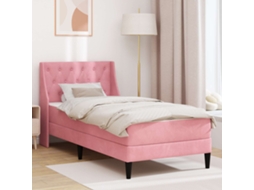 Vidaxl Estrutura De Cama Com Colchão Rosa 100 X 200 Cm Veludo