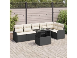 Vidaxl Conjunto De Sofás 7 Unid. Preto Rattan Sintético