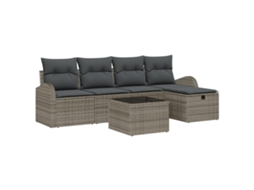 Conjunto 6 Sofá De Jardim Vidaxl Cinzento Vime Pe