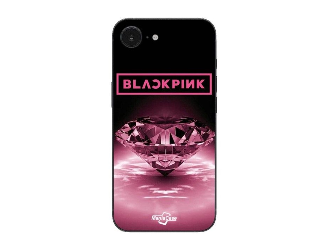 Capa Coque Mania Para Iphone 16e Preta Com Diamantes Rosa.