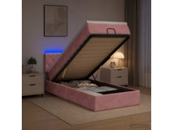 Vidaxl Cama Ottoman Com Colchão E Led Rosa 100 X 200 Cm Veludo