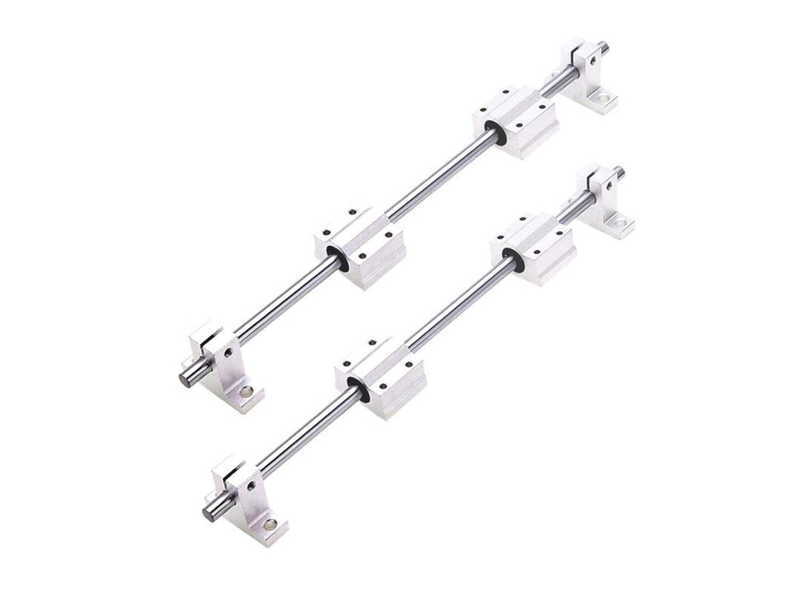 Guia Linear Horizontal Eixo Linear 8mm 500mm + 4 Suportes Sk8 + 4 Mancais Scs8uu