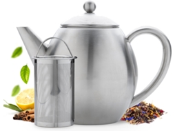 Bule de Aço Inoxidável de Duas Paredes 1,2 Litros com Infusor e Aquecedor ZYBLSSBB