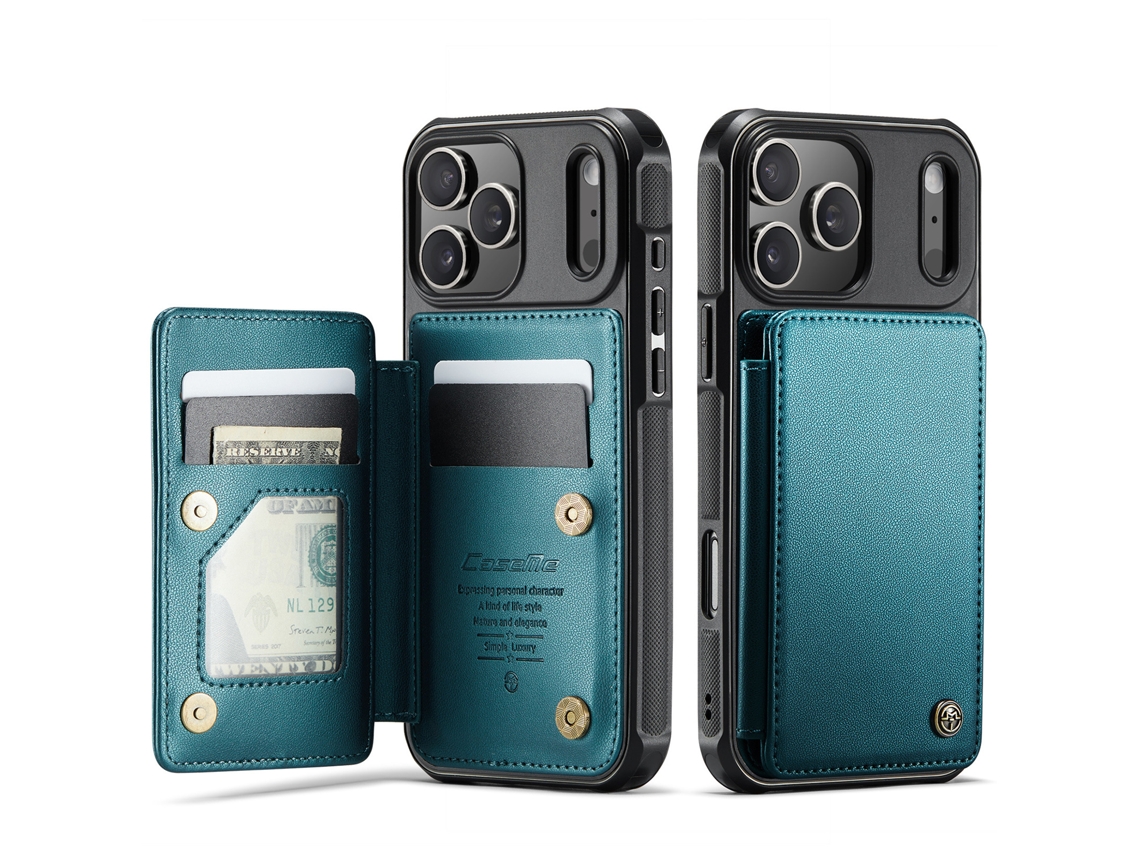 Escova Antifurto Para Capa De Celular Flip Com Compartimento Para Cartãoazul E Verde - Iphone 14 Pro Max