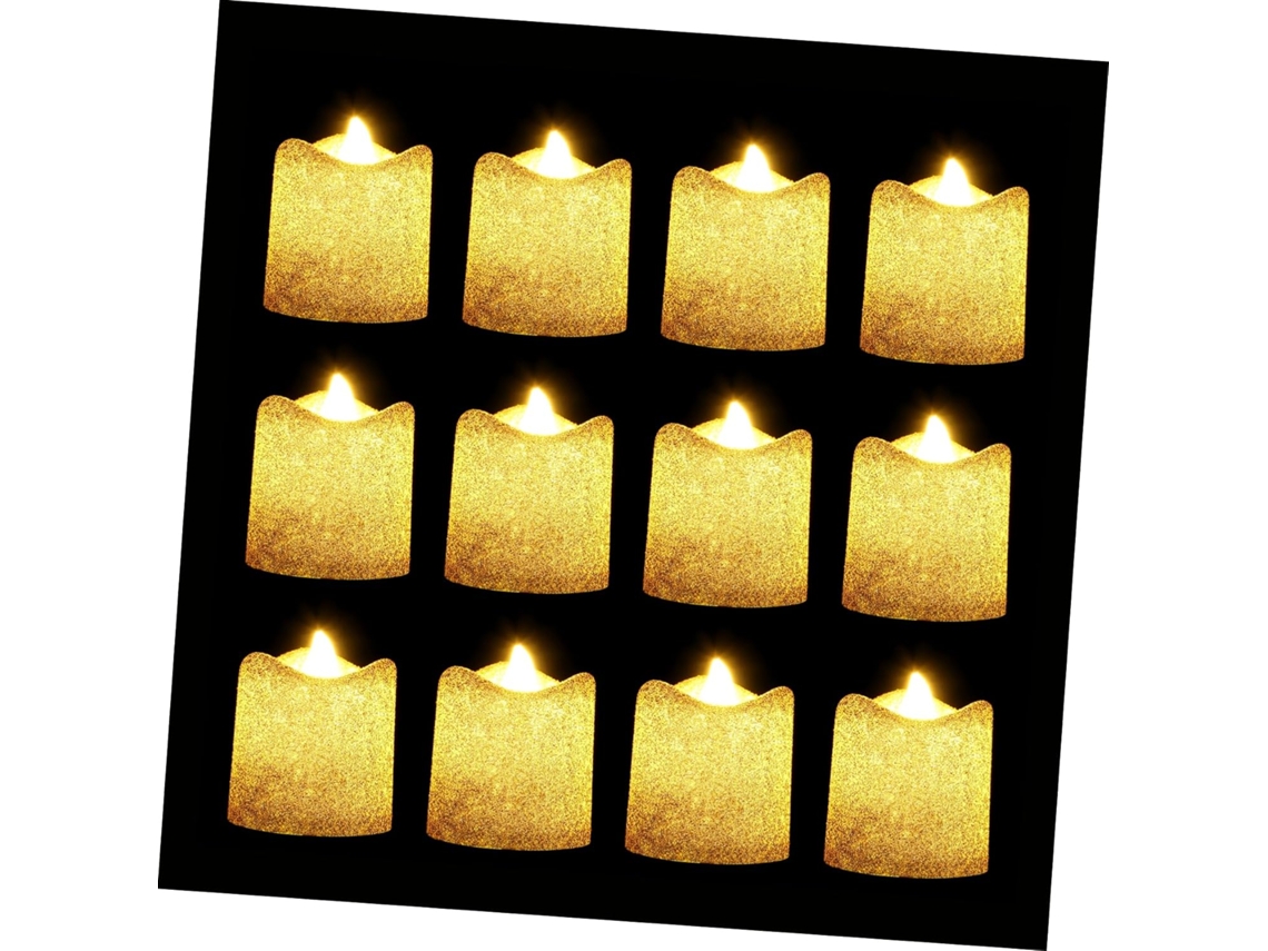 Conjunto De 24 Velas De Led Simuladas Com Glitter Dourado Para Decoração De Escritório E Criação De Gokoco