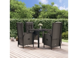 Vidaxl 5 Pcs Conjunto De Jantar P/ Jardim C/ Almofadões Vime Pe Preto