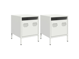 Mesas de Cabeceira 2 Pcs 35x39x43,5 Cm Aço Branco MAISON EXCLUSIVE