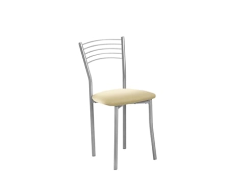 Cadeira de Cozinha Copa em Alumínio 40x85x47cm Couro Sintético Creme FANMUEBLES