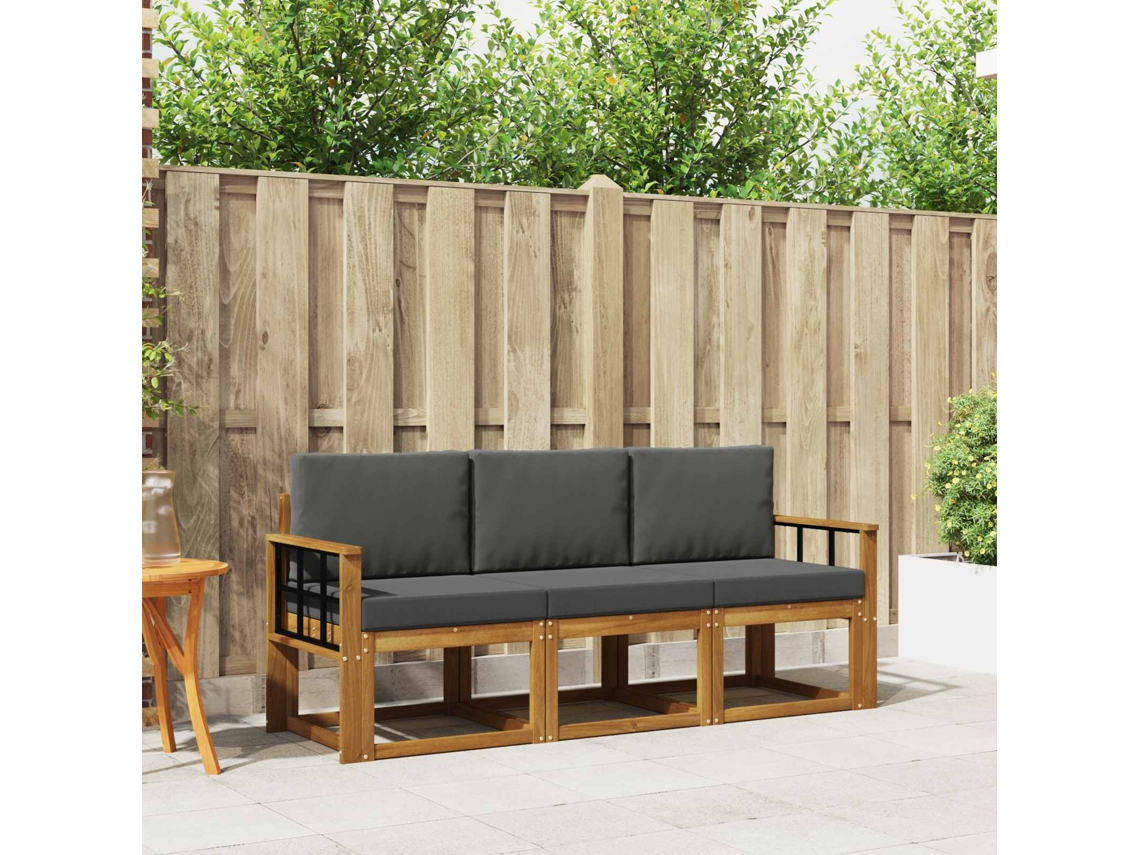 Vidaxl Conjunto De Sofás Para Exterior 3 Pcs Natural E Antracite