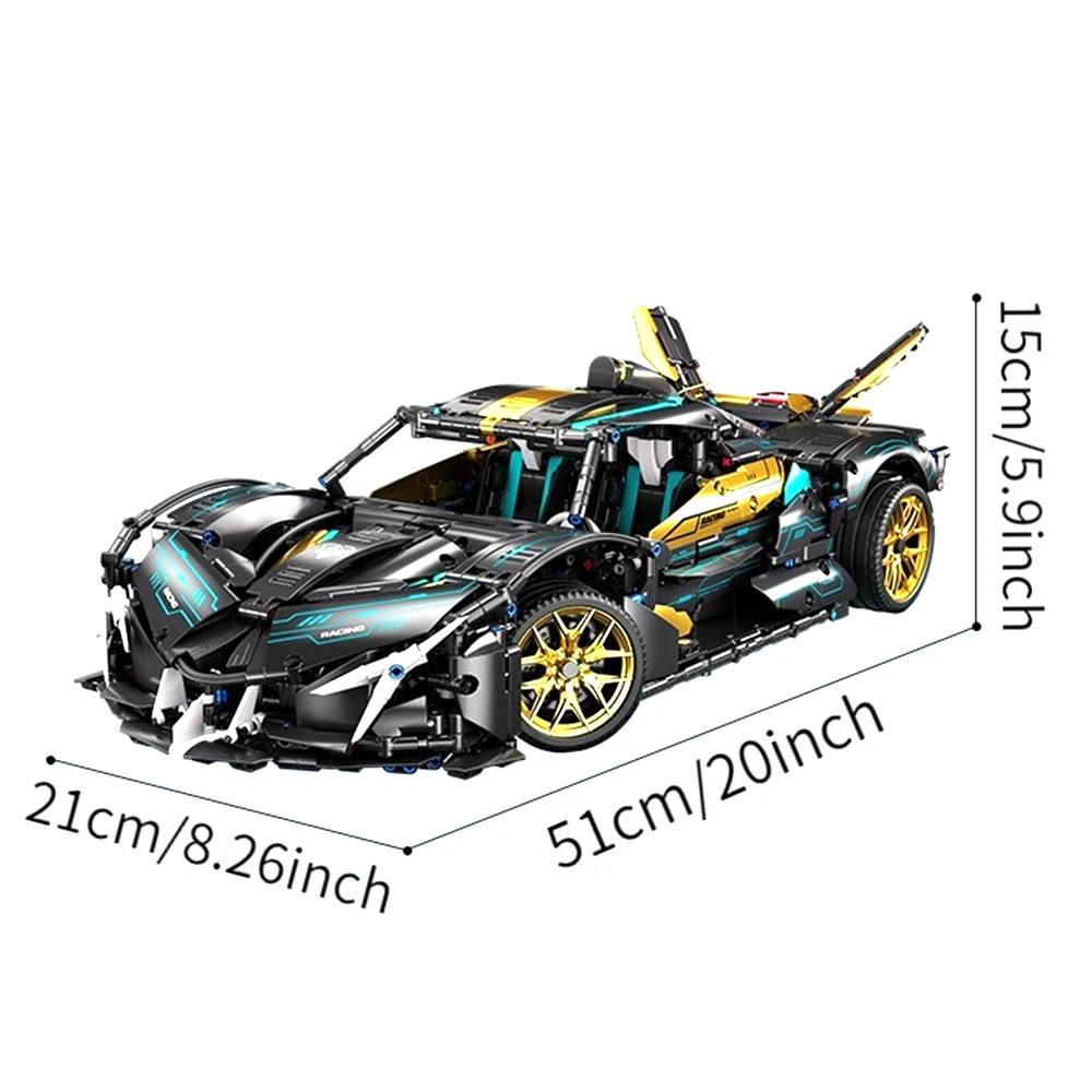 (2112 Peças) Blocos De Montar De Carros De Corrida Superesportivos Em Escala 1:10 - Decoração Criativa Para Mesa - Moc