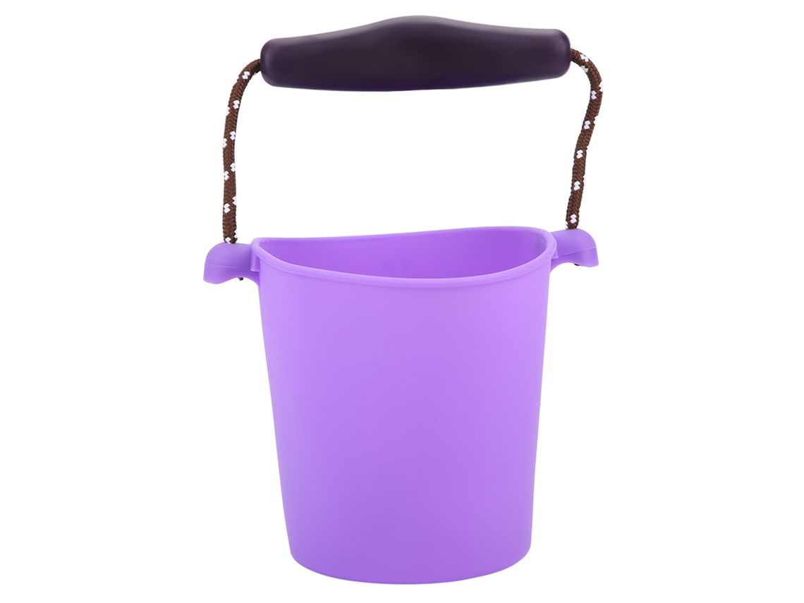 Balde dobrável de silicone para banho de bebê com alça, brinquedo em formato de barril roxo