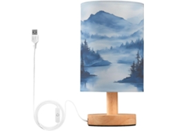 Abajur De Cabeceira Com Tema Montanhas, Com Porta Usb, Sem Necessidade De Lâmpada, Luz Led Quente Para Quarto, Sala De