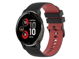 Lurelia Pulseira Garmin Venu 2 Plus 20 Mm, De Silicone Xadrez Bicolor, Preta E Vermelha, Acabamento Moderno