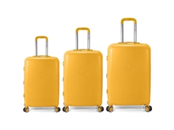 Conjunto Benzi Mala Bz5827am, 3 peças rígidas extensíveis, ABS, cabine de 50 cm, média de 60 cm, grande de 70 cm, 4 rodas, amarelo