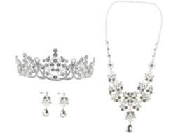 Colar E Brincos De Coroa De Noiva, Elegantes Para Casamento E