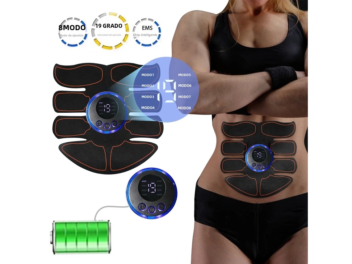 Estimulador Muscular Ems Sem Fio, 8 Modos, Massageador Abdominal MDUG