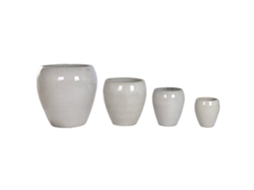 Conjunto de 4 Vasos de Cerâmica Vidrada, Cor Creme, 68x68x68cm ALEXANDRA HOUSE LIVING