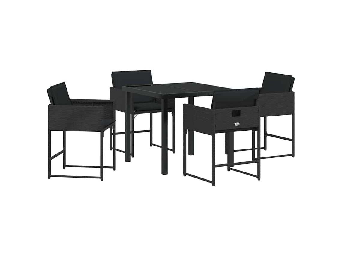 Conjunto 5 De Jantar Para Jardim Vidaxl Preto Vime Pe