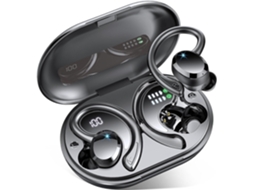 Fones Esportivos Bluetooth, Microfone Estéreo Cancelamento Ruído, Bluetooth 5.3 Ip7 À Prova D'água P/ Exercícios/corrida Preto JIAPEI