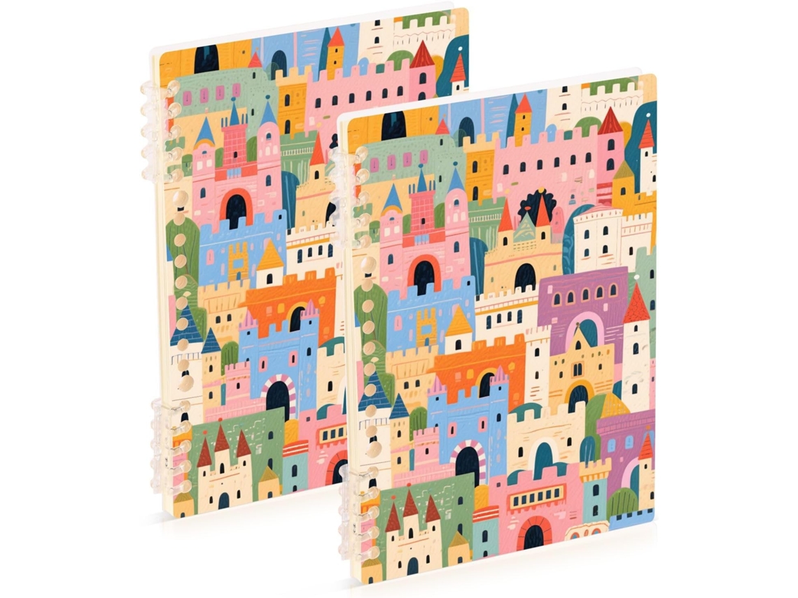 Conjunto de 2 Cadernos Coloridos A5 21,1 X 14,5 Cm Capa Dura 60 Folhas para Uso no Trabalho e na Sala Aula.