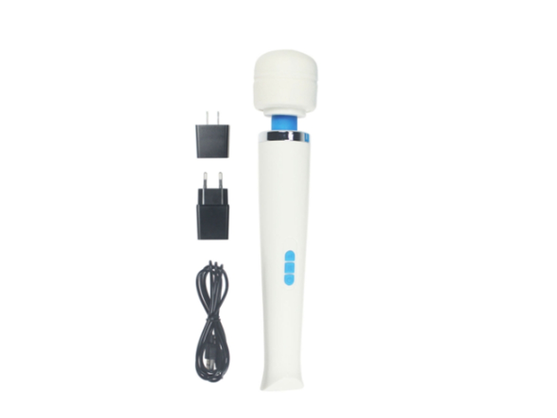 Massageador De Costas - Varinha Portátil Sem Fio E Poderosa - 8 Velocidades 20 Padrões Vibratórios, Branco