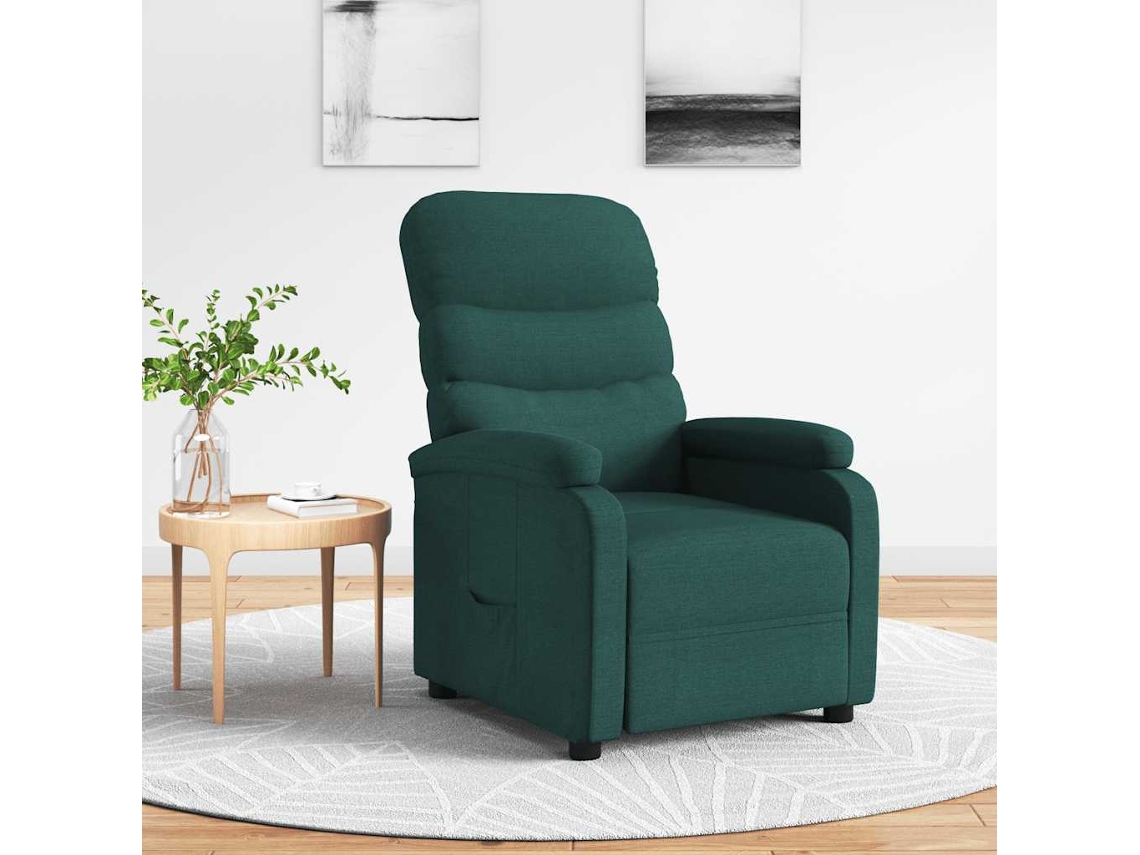 Vidaxl Poltrona Reclinável Tecido Verde-escuro