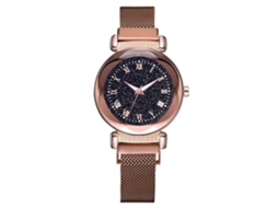 Relógio de Pulso Feminino de Quartzo Estilo Casual com Mostrador Redondo Marrom