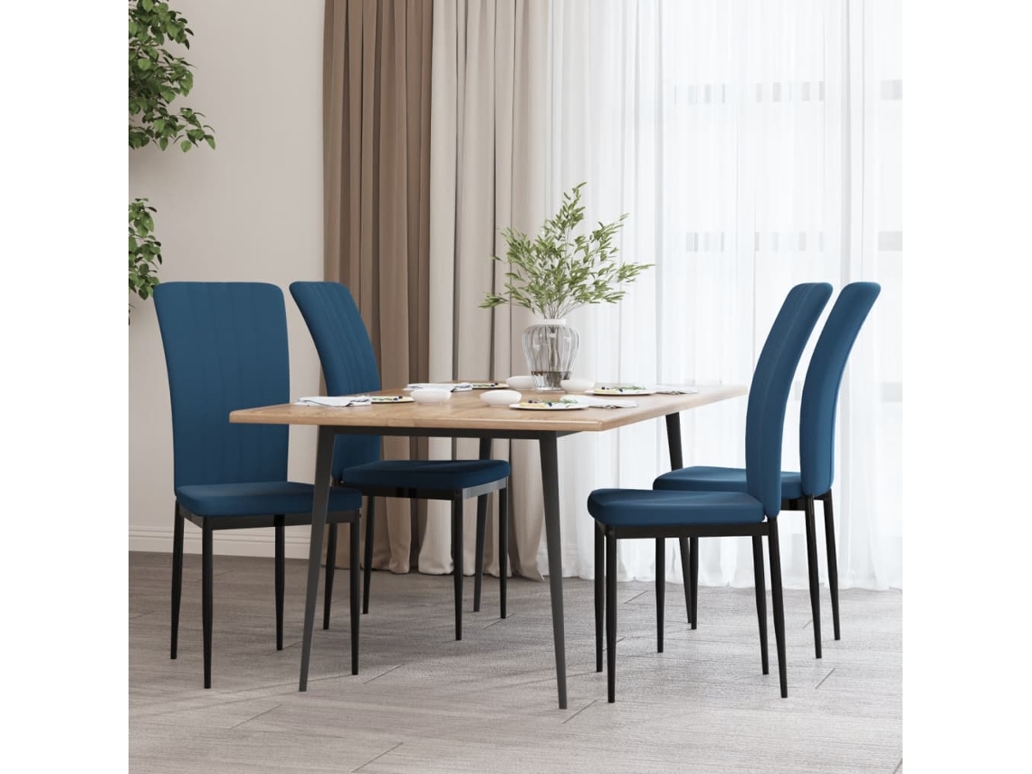 Vidaxl Cadeiras De Jantar 4 Pcs Veludo Azul