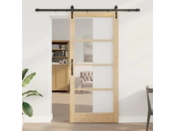 Vidaxl Porta Deslizante 93 X 211 Cm Madeira De Pinho Maciça E Vidro