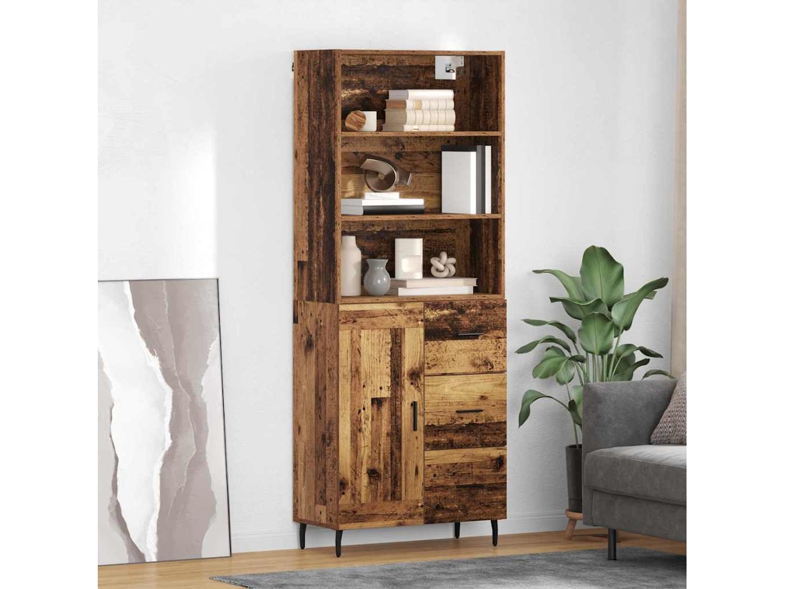 Vidaxl Buffê Com Gaveta Madeira Antiga 69,5 X 34 X 180 Cm