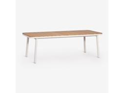 Sklum Mesa De Jantar Retangular Extensível Em Alumínio Mareiran 240-300x100 Cm Madeira De Teca Gardénia Branco