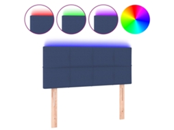 Cabeceira de Cama com Luzes Led Tecido Azul MAISON EXCLUSIVE (80x5x78 cm)